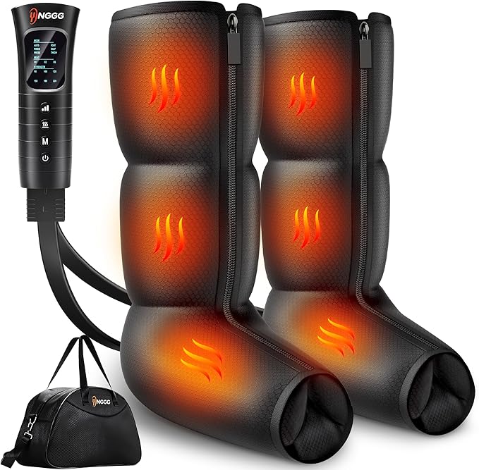 YINGGG Leg Compression Massager with Heat, Foot & Calf Massager Boots for Circulation and Pain Relief, Professional Sequential Compression Boots with 6 Modes, 6 Intensities, 3 Heat-M