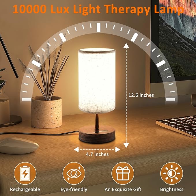 Light Therapy Lamp, 10000 Lux Natural Light Lamp Therapy Lamp with Remote Control, Sun Lamp 3 Color Temperature & Timer, Touch Control, Daylight Lamp for Home, Office, Bedroom