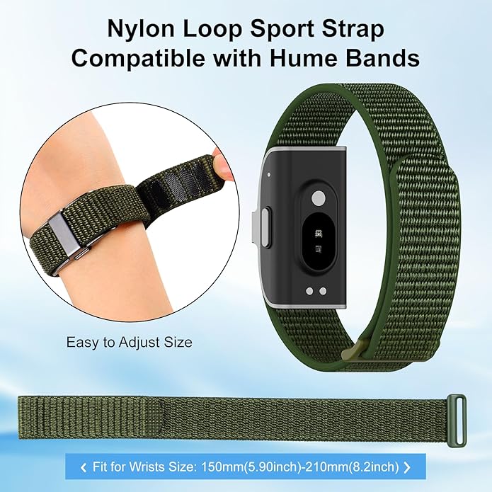 Nylon Loop Sport Replacement Strap Compatible with Hume Band,Adjustable Soft Bands for Women Men,Breathable Wristband for Fitness Tracker