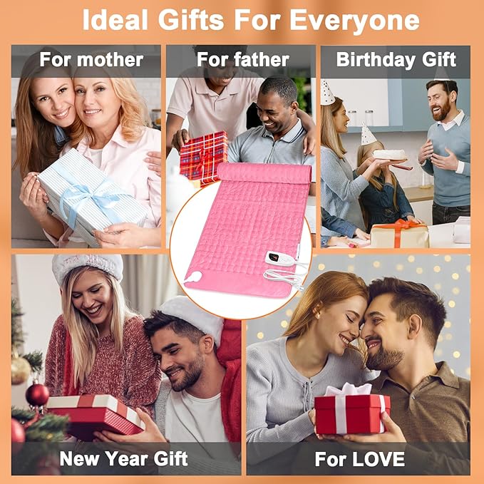 Deepsoon Heating Pad,Electric Heating Pads for Back,Neck,Abdomen,Moist Heating Pad for Shoulder,Knee,Arms,Legs,Dry/Moist Heat & Auto Shut Off,Christmas Gifts for Men and Women,BabyPink,40x20 Inch