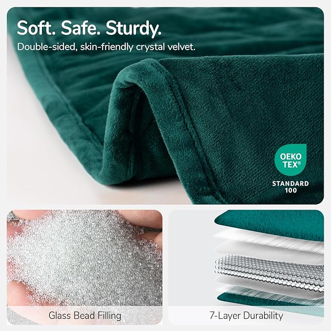 Kaisa Weighted Blanket for Adults (20 lbs,60" x 78"), Soft Heavy Blanket Machine Washable, Queen Size Weighted Blankets with Glass Beads for Couch and Bed, Green