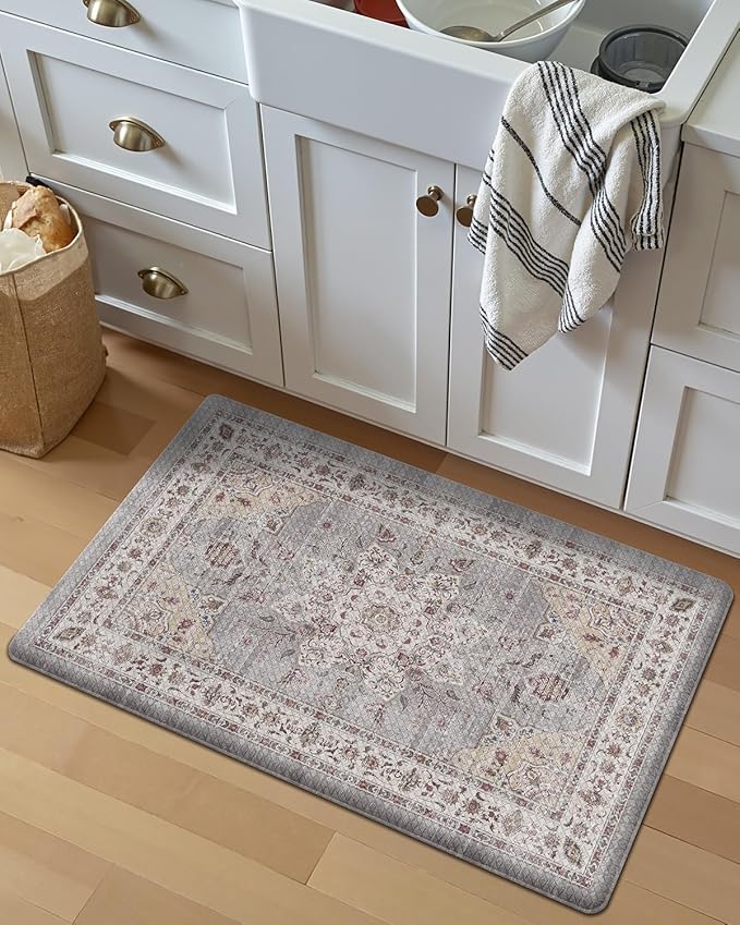 LUMI Anti Fatigue Kitchen Mat, Waterproof & Stain-Resistant Cushioned Standing Mat, Non-Slip Comfort Rug for Kitchen, Sink, Laundry, Home Office, 17" x 30", Grey