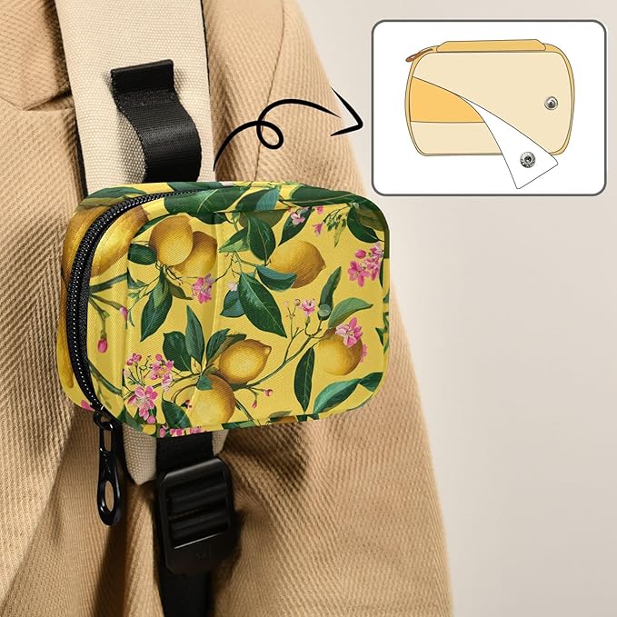 Lemons and Floral Pink Travel Pill Organizer Case Box Container Weekly Portable Vitamin Medicine Holder Storage Bag with Zipper Removable