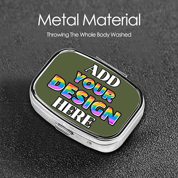 Custom Medicine Pill Organizer, Medicine Pill Box Case Container Travel Pill Holder Vitamin for Purse Med Wallet Portable Mini Pastillero Square, Army Green, Personalized Gifts