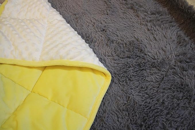 ALANSMA Reversible Weighted Blanket for All Season, Luxury Velvet, Warm and Cool, Adult 10Lb Yellow Weighted Blanket, Enjoy Sleeping Anywhere(Light Yellow,48"x72" 10lbs)