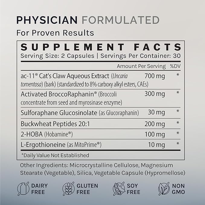 InfiniWell DNA Prime Advanced Telomere Supplements for Mitochondrial Support, Healthy Aging & Cellular Renewal - with ac-11, Activated Bromelain, Cat's Claw, Buckwheat Peptides & More (60 Capsules)