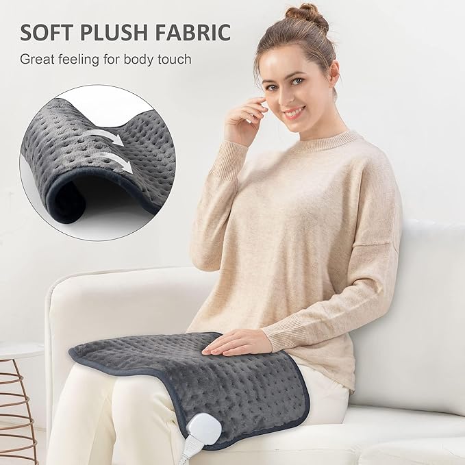 Snailax Heating Pad for Back Pain Relief，Electric Heat Pad for Period Cramps, Neck, Shoulders, Heated Pad with Adjustable Strap, 6 Heat Levels, Auto Shut Off, 16”x24”,Washable,Gifts