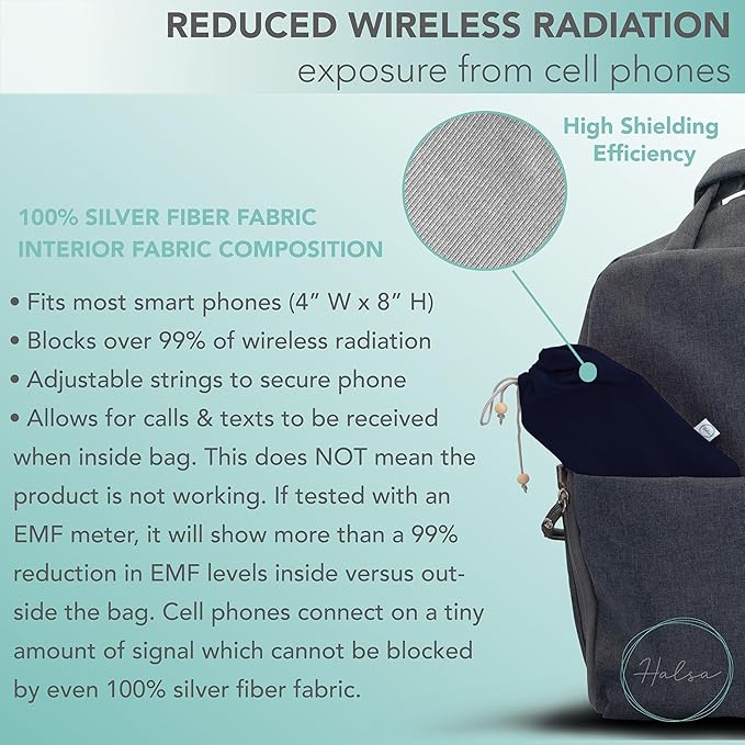 Halsa EMF Cell Phone Sleeve, High-Shield EMF Blocking Pouch, Signal Blocking Anti-EMP Radiation Bag for Digital Privacy Protection, Fits Most Phones, (4x8 Inch) Grey