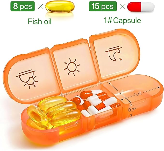 Weekly Pill Organizer 3 Times a Day, Large 7 Day Pill Box 3 Times a Day with Separate Container, Portable Pill Case for Fish Oil and Supplements Medication, Vitamins