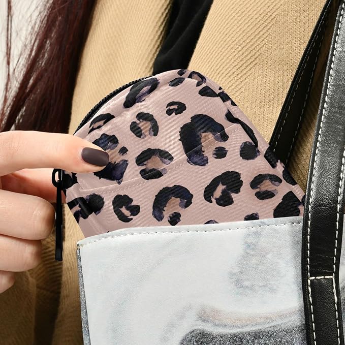 Fustylead Pink Leopard Print Travel Pill Organizer Case Zipper for Purse with Removable Weekly Pill Box for Medicine, Vitamin, Supplement Medicine Organizer