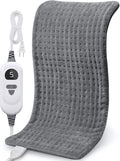 NOWWISH Heating Pad for Back, Period Cramps, Neck and Shoulder, 12x24 Inches Electric Throw with 6 Heat Settings, Timer and Auto Shut Off, Machine Washable, Birthday Gifts for Women Men, Grey