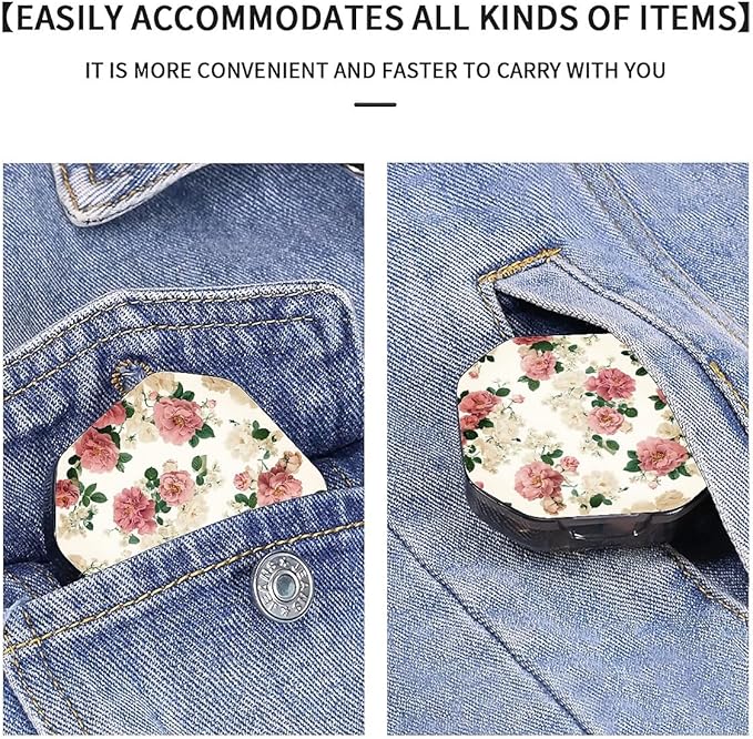 This Portable Vintage Rose Floral Pattern 4-Compartment Pillbox Can Be Placed in A Pocket Or Wallet to Store Vitamins, Medicines Fish Oil Health Supplements Other Medications.