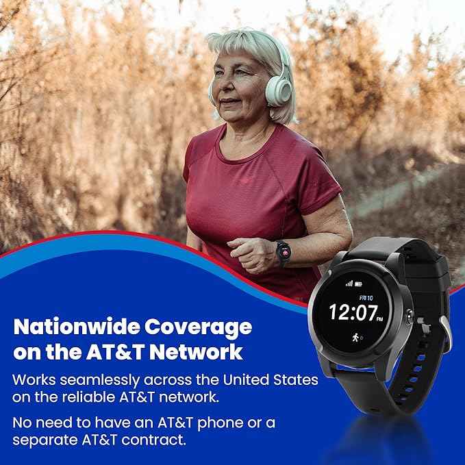 Home & WELLNESS co. SENIOR SAFETY SYSTEM Stride Medical Alert Watch- Assistance Device with GPS Tracking, Emergency Call Button, AT&T Network, Stylish Design