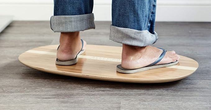 ALLEYOOP WOOD ROCKER BOARD • Unique 360° Omni-directional Rocking Movement • Ergonomically Engineered For Stability At Your Standing Desk, Medium, Bamboo