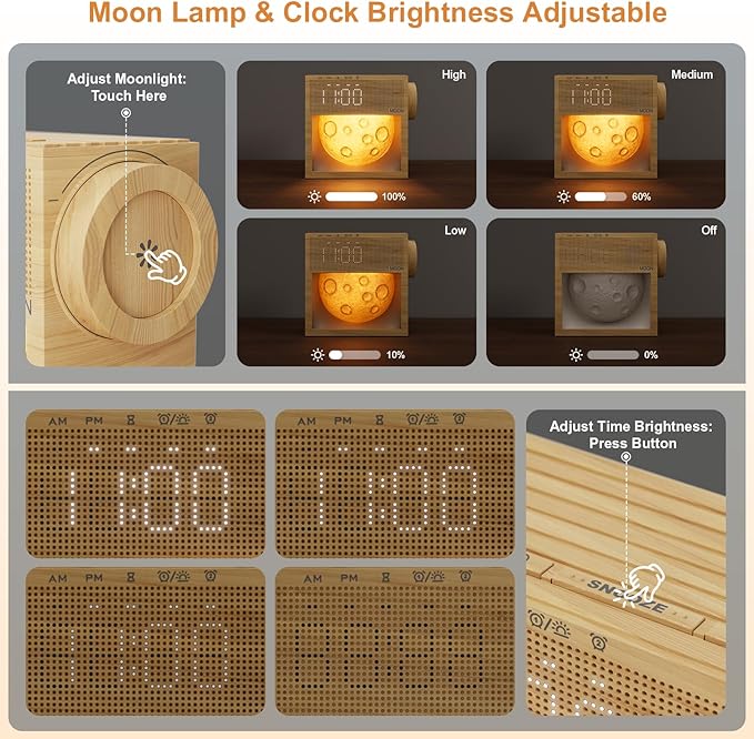 Sound Machine Alarm Clock with Sunrise Gentle Wake-Up Light, White Noise Machine with 20 Soothing Sounds for Sleeping, Dual Alarms, Snooze, Timer, Dimm Night Light for Bedroom, Sleep Gifts for Women
