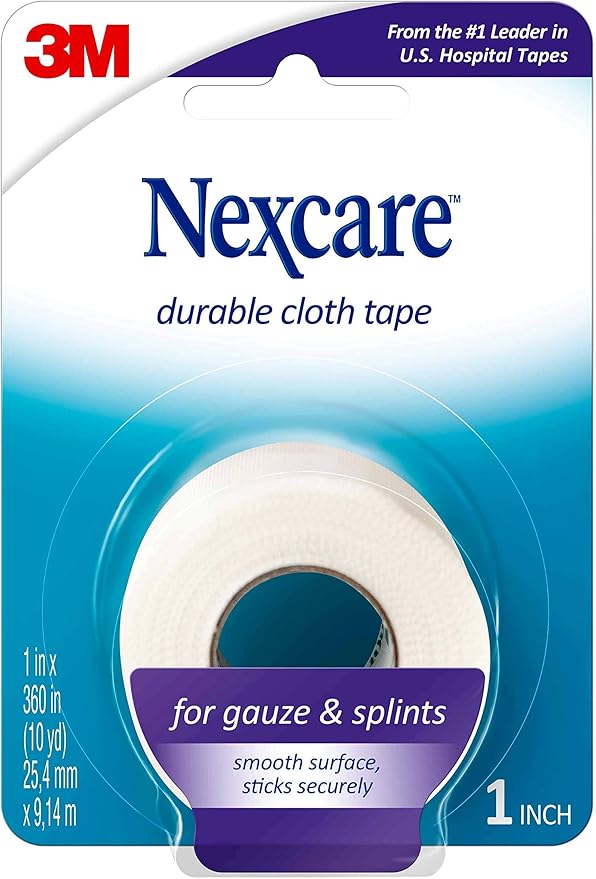 Nexcare Durapore Durable Cloth Tape, 1 Inch x 10 Yards, 1 Roll, Strong Adhesive First Aid Medical Tape, Breathable, Latex-Free, Hypoallergenic