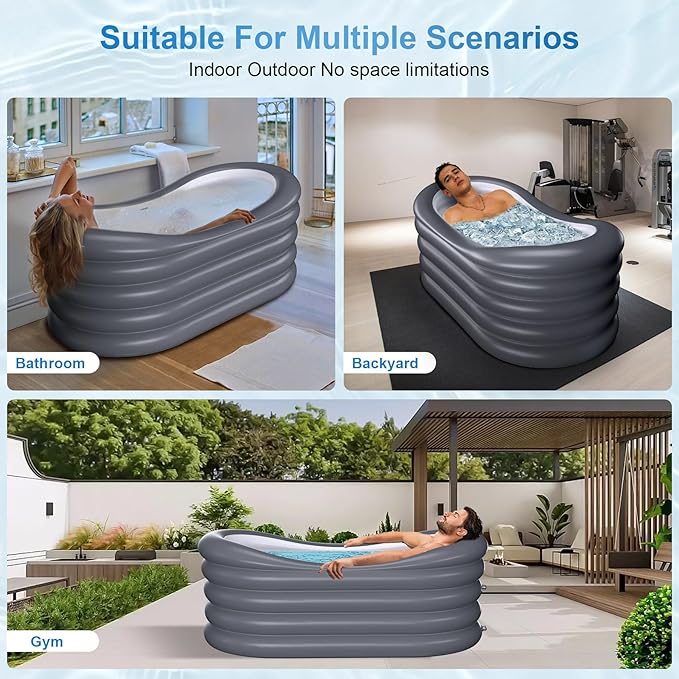 BINYUAN Inflatable Bathtub for Adults - Portable Collapsible Spa Tub with Electric Pump, Hot & Ice Bath Design, Foldable for 1-2 People, Durable PVC - Easy Inflate