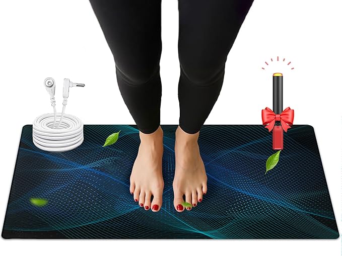 Grounding Mat for Bed,Grounding Pad for Stress, Pain, Inflammation& Wellness Support,Indoor Grounding Mat at Home,Office. 15Ft Cord & Extra Conductive Test Pen Included.(26.8x10inch)