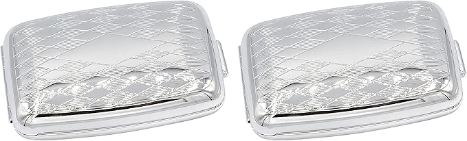 Set of 2 Etched Rectangular Pocket Purse Pill Box & Organizer with Dual Compartments (Diamond Pattern)