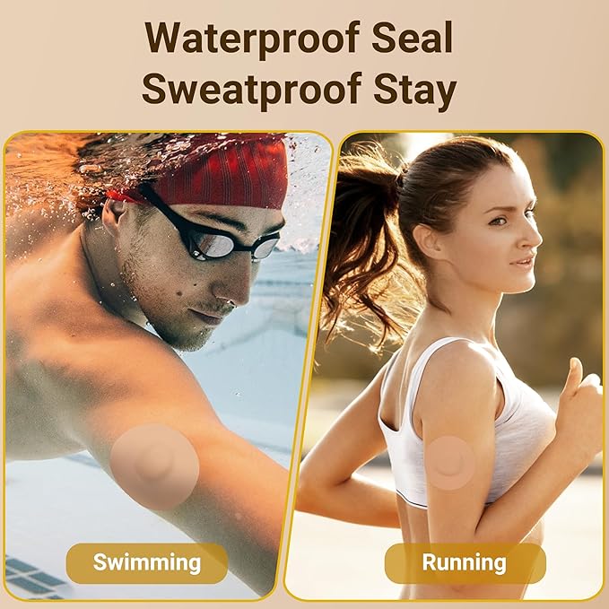 Libre 3 Sensor Covers Waterproof, 20 Pack Freestyle Libre 3 Plus Sensor Covers, Bump-Proof with Hard Cap, Waterproof Breathable Medical CGM Adhesive Patches, 14-Day CGM Protection (Warm Tan)