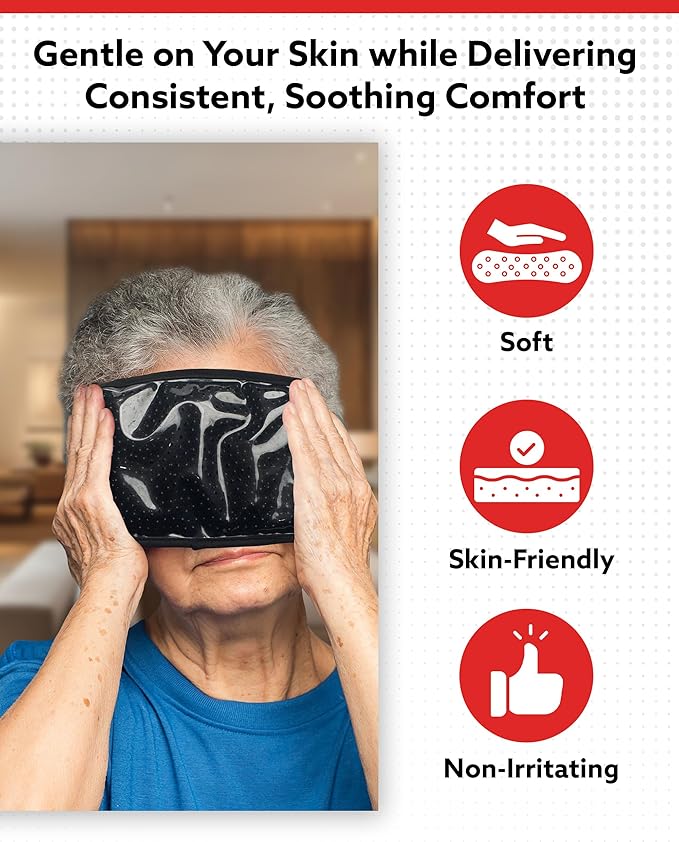 Alpi Rectangle Plush Gel Bead Ice Pack – 2 Pack Reusable Ice Packs with Beads for Hot & Cold Therapy - Soft, Plush Comfort for Muscle Aches & Relaxation (Black)