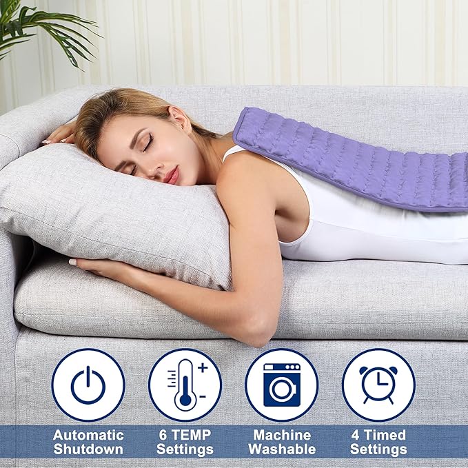 33"X17" Electric Heating pad with 6 Heat Settings, Auto Shut Off, Dry Electric Heating for Back Neck Knee Arms Legs Shoulder Heat Pads for Christmas Birthday Father's Day Mother's Day (Light Purple)