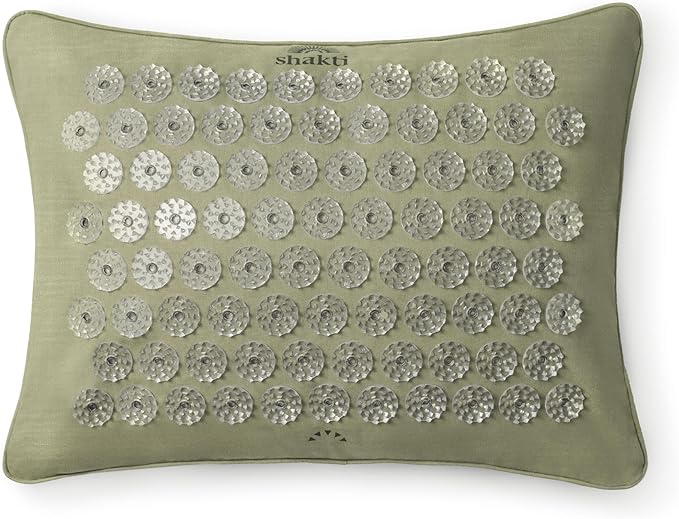 ShaktiMat Premium Acupressure Pillow, Level 1 Intensity in Tulsi, Massage Muscles, Aid Sleep & Unlock Inner Tension | Similar to Acupuncture | Organic Cotton Certified
