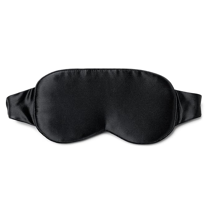 Fishers Finery 25 Momme 100% Organic Mulberry Silk 3D Sleep Mask - Contoured Blackout Eye Mask - Soft, Comfortable on Skin, Lash Extension Friendly - New and Improved Style (Black)