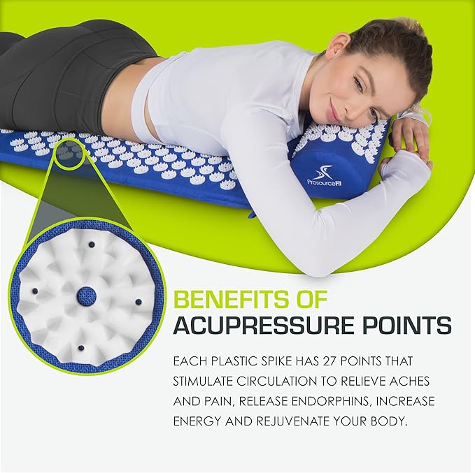 ProsourceFit Acupressure Mat and Pillow Set for Back/Neck Pain Relief and Muscle Relaxation