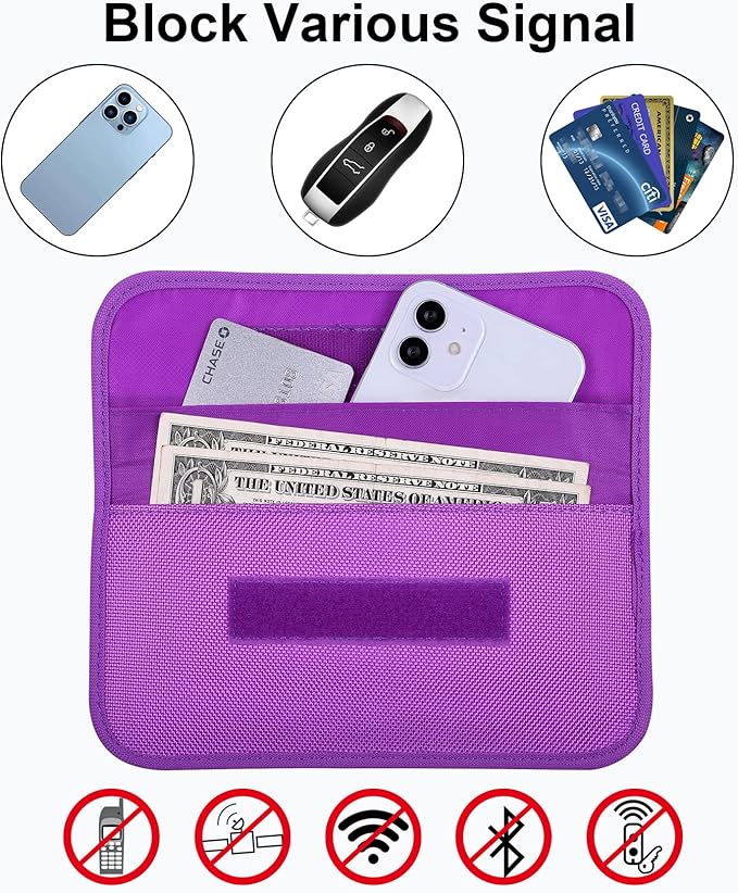 Wisdompro Faraday Bag, RFID Signal Blocking Bag Shielding Pouch Wallet Case for Cell Phone Privacy Protection and Car Key FOB