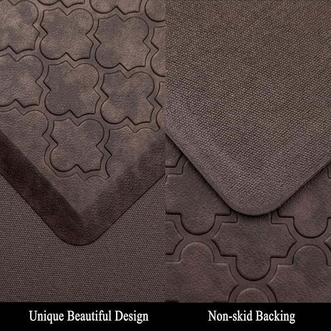 HEBE Kitchen Mat Cushioned Anti Fatigue Comfort Floor Mat Oversized 20"x60" Waterproof Non Slip Kitchen Rug Runner Laundry Room Rug Floor Carpet Heavy Duty Comfort Standing Mat Pads, Brown