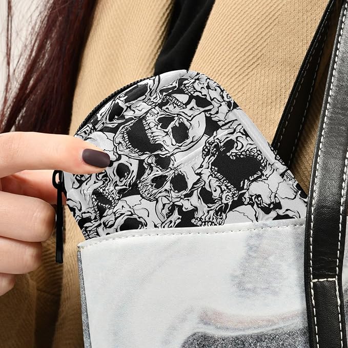Skulls Pill Box 7 Day Pill Case Travel Pill Organizer Bag Container for Medicine with Zipper Portable Weekly Case Compact Size for Medicine, Vitamin, Supplement
