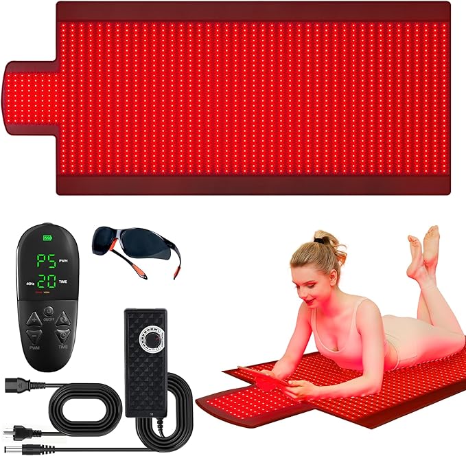Extra Large Red Light Therapy Mat, High-Density LEDs Full Body Red Light Therapy, 660nm & 850nm Dual Wavelengths, Foldable Red Light Therapy Blanket with Timer, 76.8" x 33.4"