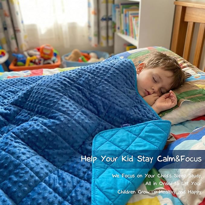 MAXTID Kids Weighted Blanket 5lbs for Boys Blue 36inx48in Heavy Blanket for Children