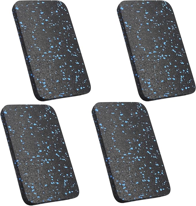 Exercise Equipment Mat Pads - 4 PCS Rubber Anti-Vibration Pads for Stationary Bike and Rower - Rectangular Floor Protector for Hardwood Floors - 4.7"x3.2"x0.5"