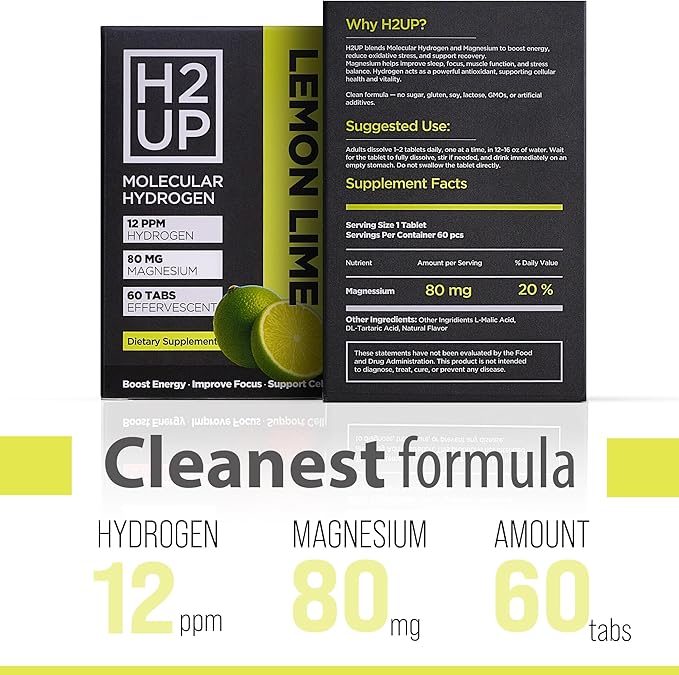 Sugar-Free Molecular Hydrogen Tablets – 60 Count – 12 PPM Hydrogen with Magnesium – Dissolvable Tablets for Clean Hydrogen-Infused Water