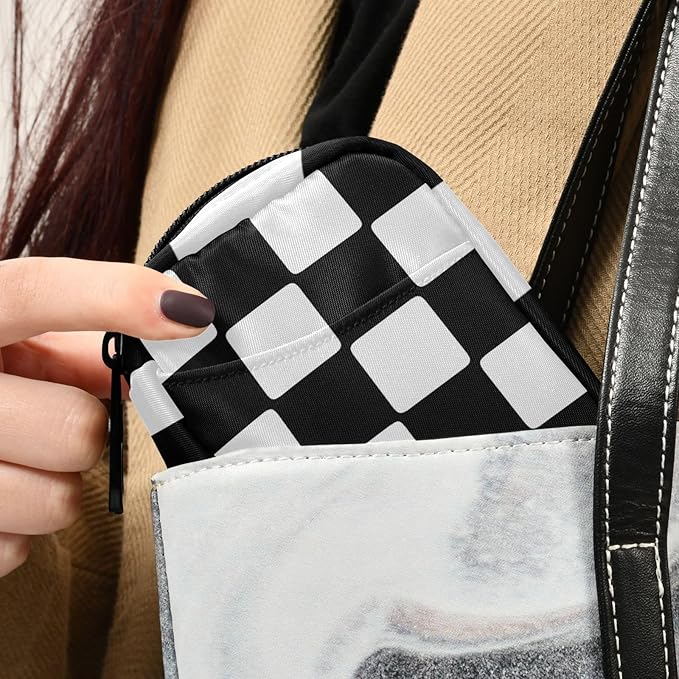 Pill Organizer Box Case Weekly Travel Pill Container Cute Pill Holder 7Day Vitamin Organizer Pill Dispenser Sorter Planner Storage Small Compact Checkerboard White and Black05