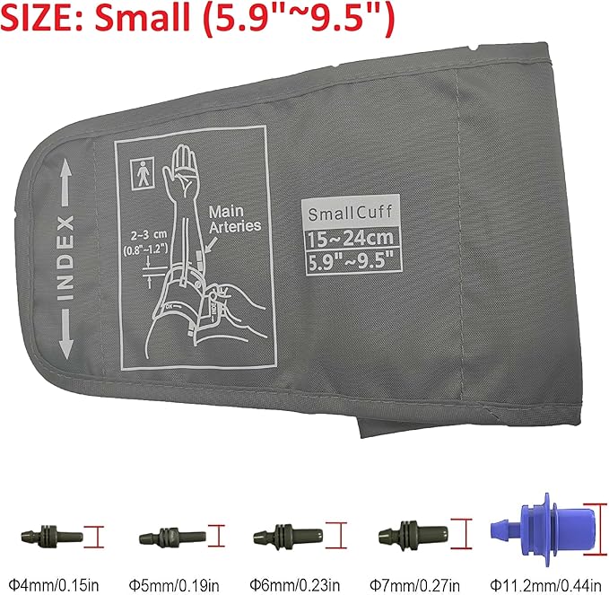 Pediatric Blood Pressure Cuff for Kids & Women - Small Child BP Cuff (5.9-9.5 Inch Arm Circumference), Compatible with Most Monitors - Replacement Cuff with 5 Connectors (Small+ 5 Connectors)