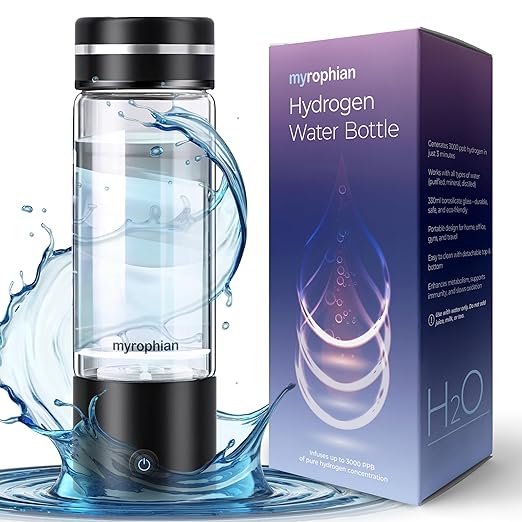 Hydrogen Water Bottle Generator - Molecular Water Machine Ionizer Up to 3000 PPB & SPE/PEM Technology, Kangen Smart Water Bottle and Boosted Oxygen