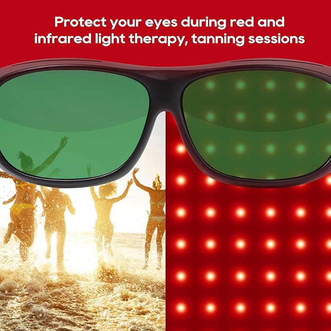 Morfone Red Light Therapy Glasses - Eye Protection for Red Light Therapy (600nm-940nm) - Red Light Therapy Goggles for Home & Spa Use