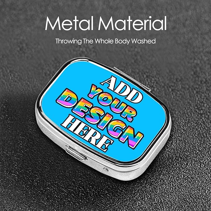 Custom Pill Case, Medicine Pill Box Organizer Container Travel Pill Holder Vitamin for Purse Med Wallet Portable Mini Pastillero Square, Deep Sky Blue, Personalized Gifts