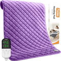 King Size Heating Pad for Back Pain 32"x24" Extra Large Electric Heating Pad for Period Cramps Relief & Body Neck Shoulder Auto Shut Off Heat Pad Temperature Settings Machine Washable Purple