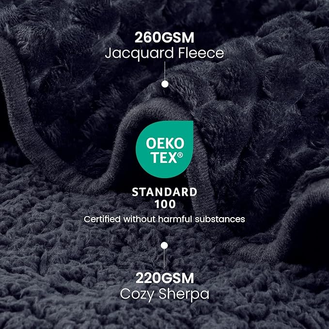 Drewin Weighted Blanket for Adults Queen Size 15lbs, Soft Cozy Turtleback Sherpa Weighted Blankets for Sleeping and Calming, Thick Bed Blanket for Couch Bed, 60 x 80 inches, Dark Grey