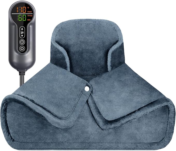 Heating Pad for Neck and Shoulders and Back, Electric Weighted Heat Pad for Pain Relief, 6 Heat Settings & Auto Shut Off Heated Wrap, Machine Washable Ultra Soft Fabric, Gifts for Women, Men, Mom, Dad