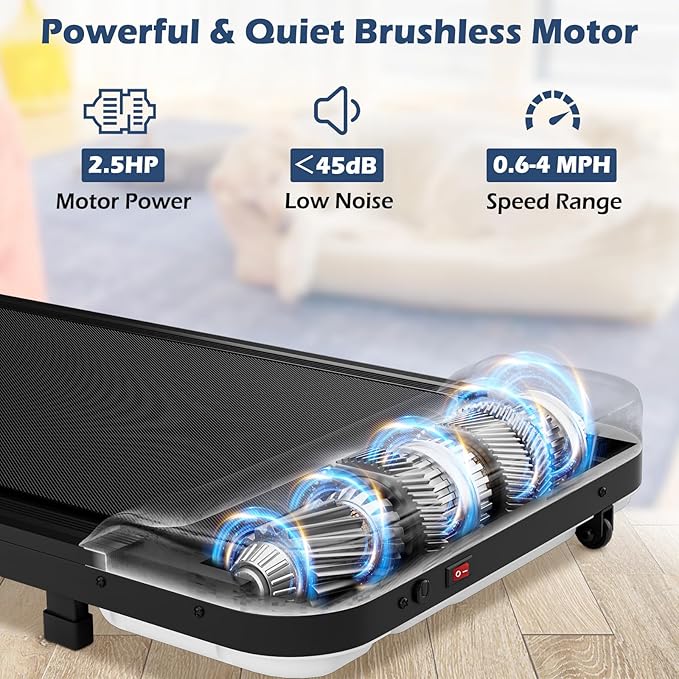 GYMAX Walking Pad, 2.5HP 3 in 1 Under Desk Treadmill with Remote Control, LED Display & 3 Countdown Modes, Free-Installation Portable Compact Running Jogging Machine for Home Small Space