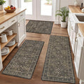 Pauwer Anti Fatigue Kitchen Floor Mats Set of 3, PVC Foam Padded Kitchen Rugs, Non Slip Cushioned Comfort Standing Mat, Waterproof Sink Rug for Small Kitchen Area, Laundry Room, Taupe