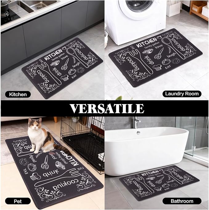 Mirok Washable Anti Fatigue Mat for Cushioned Floor Mat,Farmhouse Chef Kitchen Non-Skid Ergonomic Comfort Foam Rugs,Non Slip (17"x29")