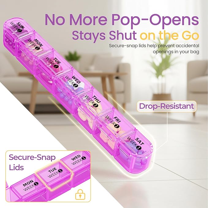 Betife Monthly Pill Organizer 1 Time a Day, 4 Weekly Pill Box Organizer Once a Day, 30 Day Large Pill Case for Travel, 31 Day Daily Medcine Container for Vitamins, Supplement & Medication (White)