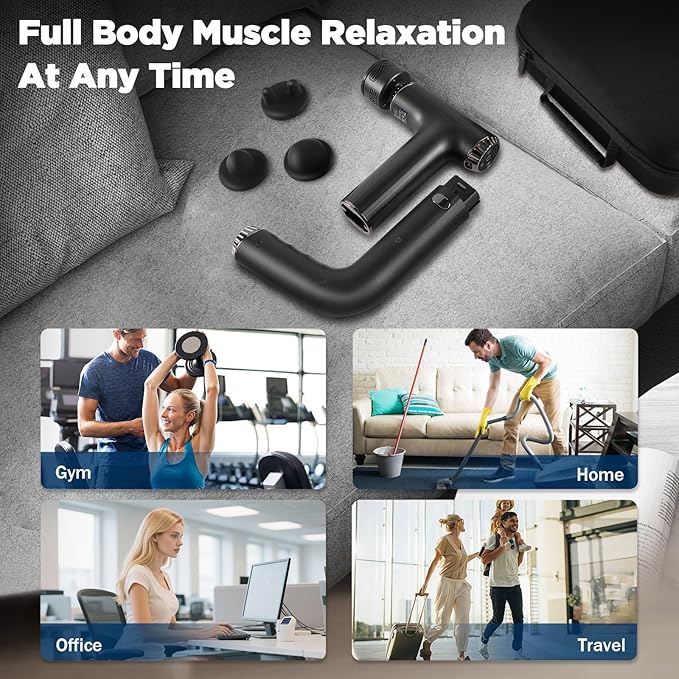 Massage Gun with Heat and Cold, 2 in 1 Portable Mini Muscle Massager with Extended Handle, Handheld Electric Percussion Deep Massager Tissue Massage Gun for for Home Gym