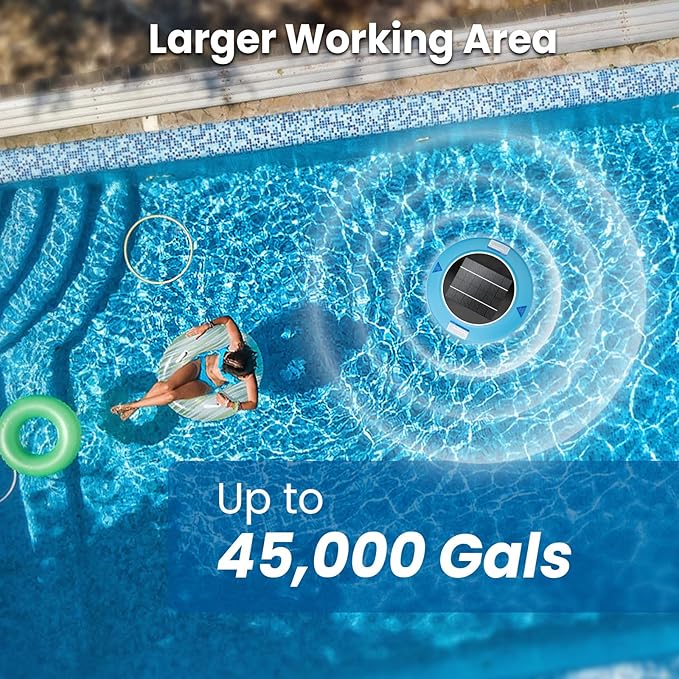 Solar Pool Ionizer – Durable Copper Anode & Oversized Solar Panel for Pools Up to 45,000 Gallons, Maintain Water Clarity with Minimal Maintenance